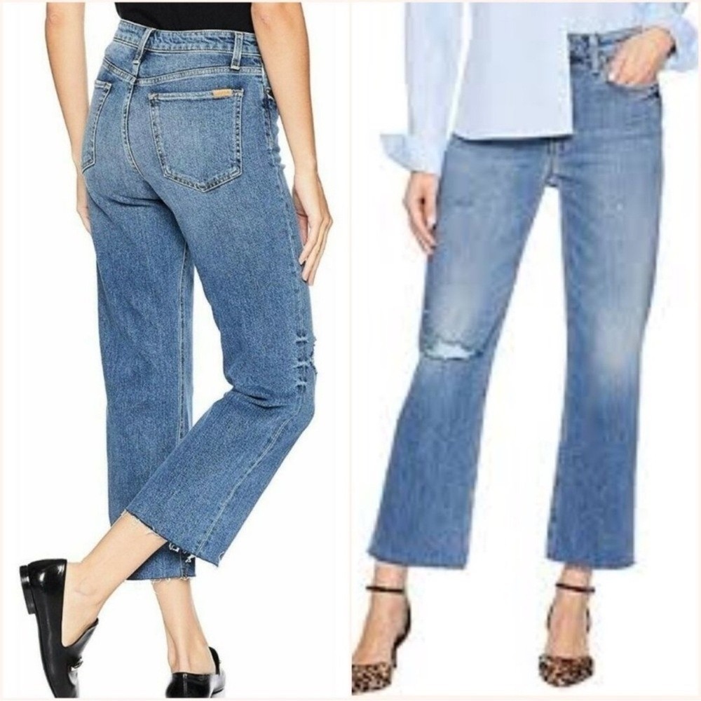 Joe's‎ Jeans The Wyatt High Rise Retro Crop Distressed Medium Wash Denim Size 31